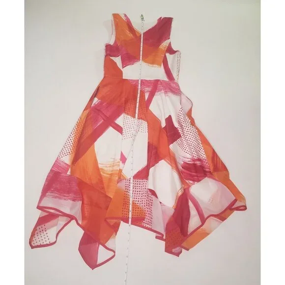 Donna Karan New York Dress Women Size 2 Abstract Handkerchief Hem City Couquette - Picture 11 of 16